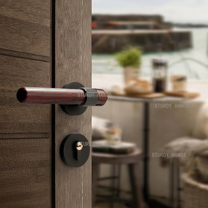 

Zinc alloy solid wood handle silent door lock, new Chinese style indoor bedroom household wooden door split lock