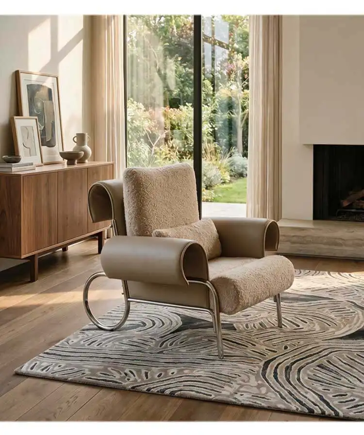 Ring stainless steel single sofa chair, splicing leisure chair, living room balcony retro