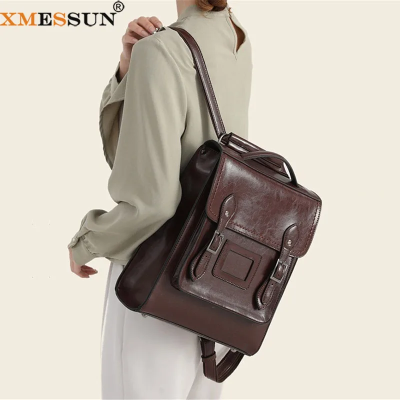 XMESSUN New Soft Leather Backpack for Women,Fashion High Quality Ladies Shoulder School Bag Large Capacity Travel Backpack