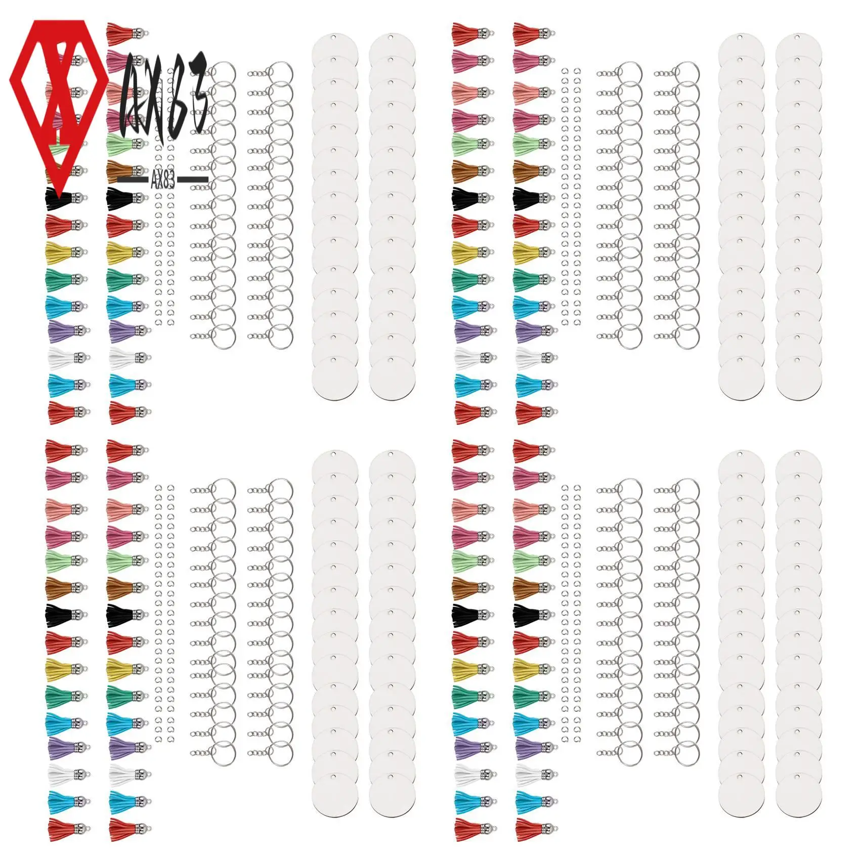 

AX83-600PCS Сублимационные заготовки для ключей оптом, брелки для ключей, набор украшений для поделок, изготовления ювелирных изделий