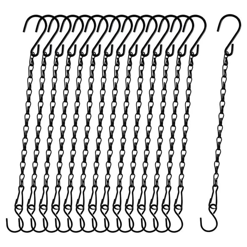 

ABKP-For Hanging Chain Kit 15Pcs Black Small Chains For Plants For Basket Extender Porch Wind Chime