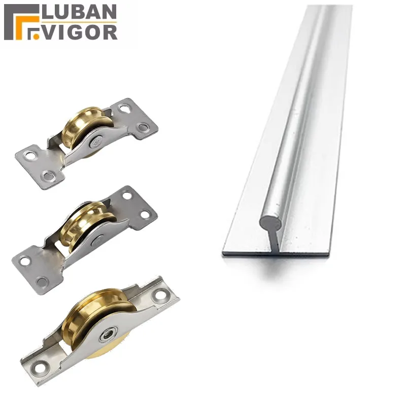 Wardrobe Sliding Door Track with Buffer Aluminum Alloy Easy Installation for Curtains Cabinets Drawer Glass door Wooden door