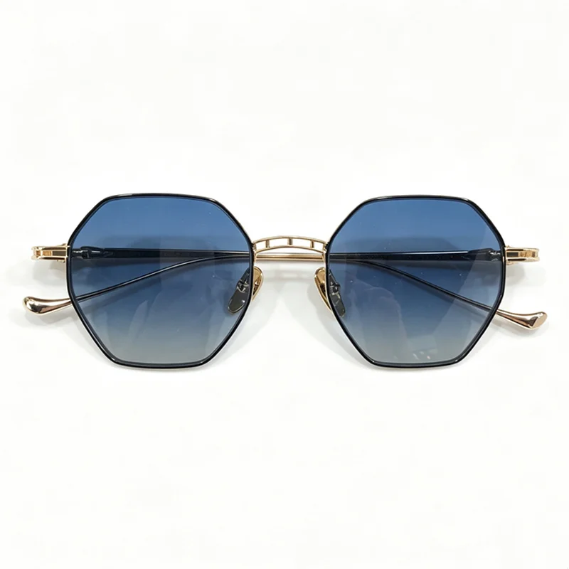 Unisex Octagonal Geometric Sunglasses For Men Women Retro Punk Luxury Metal Hollow Bridge Frame Gradient Lens UV400 Protection O