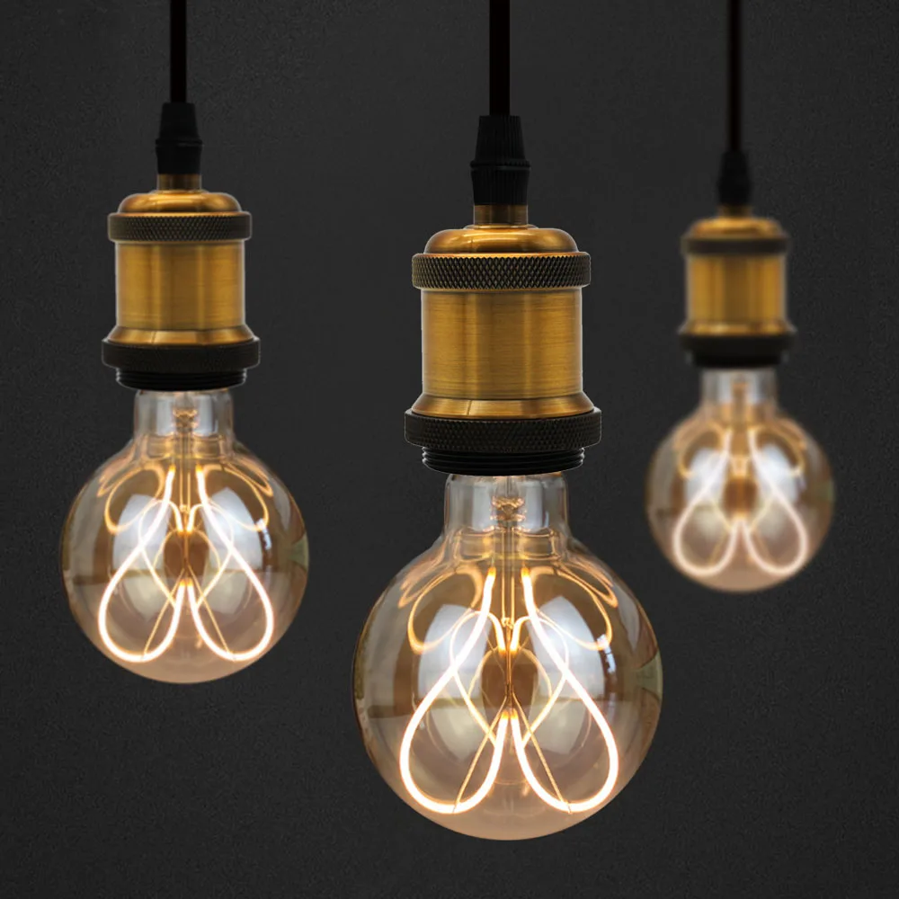 Imagem -03 - Tianfan-lâmpada Led Edison Vintage Filamento Coração Luz Decorativa Amarelo Quente Regulável G95 G30 4w 220v 110v E26 E27