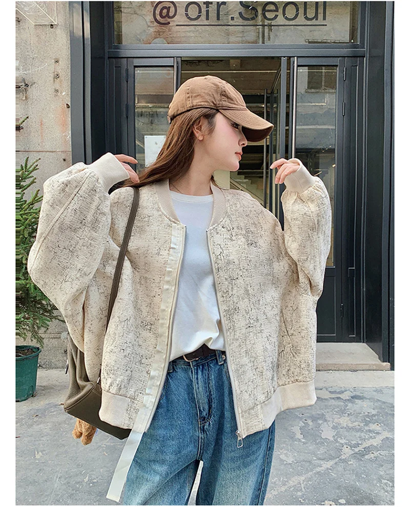 Printed Baseball Jacket for Women's 2024 Spring Autumn Season New Korean Version Fashionable Loose Casual Slimming Jacket Top