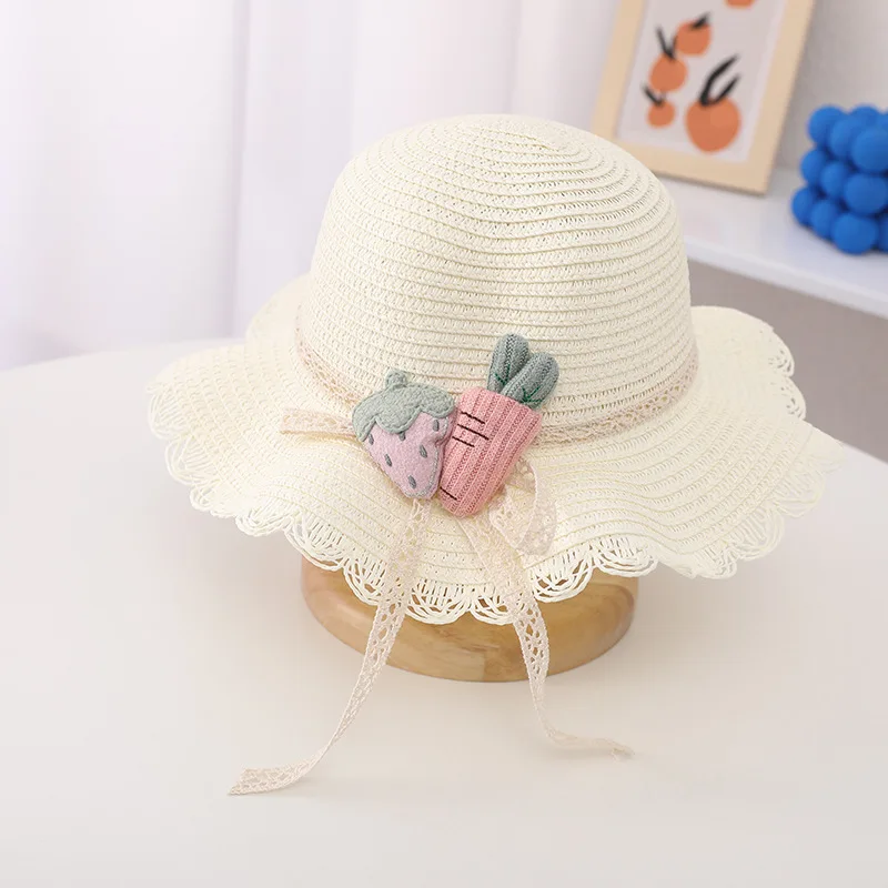 Fashion Summer Children Sunscreen Straw Hat Bag Weaving Grass Cap Cool Sun Hat For Girl Cute Breathable Baby accessories
