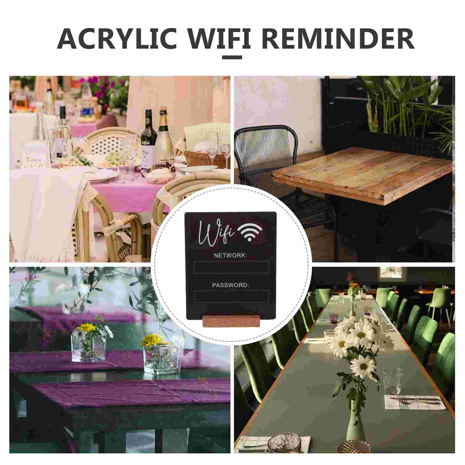 Wifi Sign White Decor Acrylic Reminder Table Network Coverage Ornaments Wireless Signage Office Dining Table Wifi Password Sign