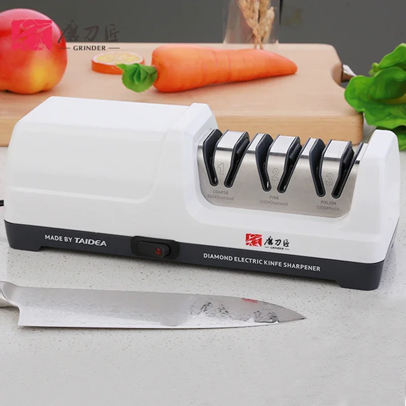 TAIDEA Top Level TG2101/TG2202 3 Stages 360 600 1000 Grit Electric Diamond Steel Sharpener Slot for  Kitchen Ceramic Knife