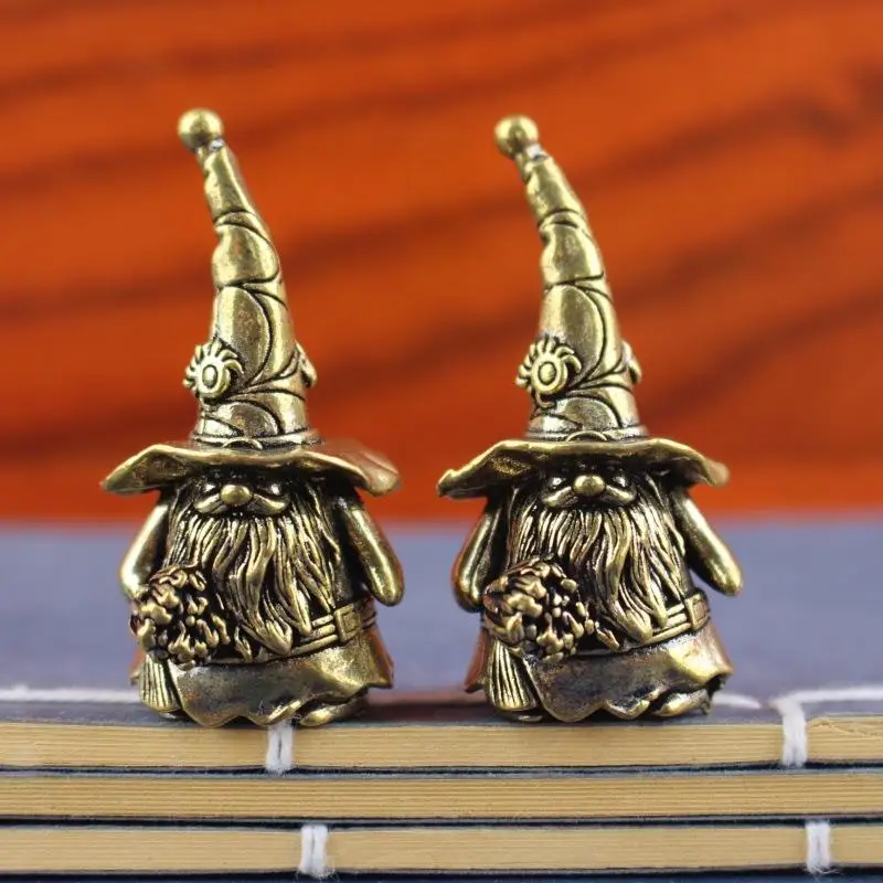 Vintage Copper Gnome Wizard Statue Halloween Desktop Decor Creative Present