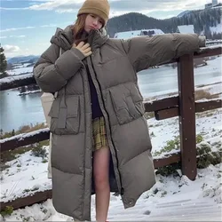 2024 Autumn/Winter Trendy Maillard Mid-Long Knee length Breadms Thick Loose Jackets Winter Fashion Cotton Jackets Hooded Parkas