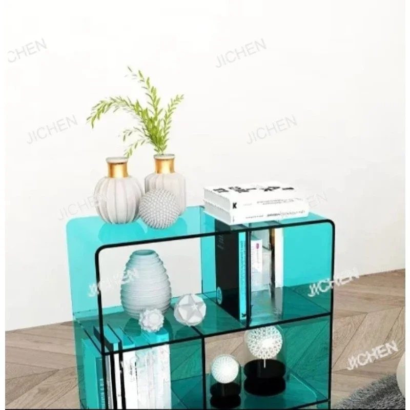 HSNordic Acrylic Multi-layer Storage Shelf Living Room Sofa Side Table Bookshelf Bedroom Bedside Table Multi-functional Furnitur