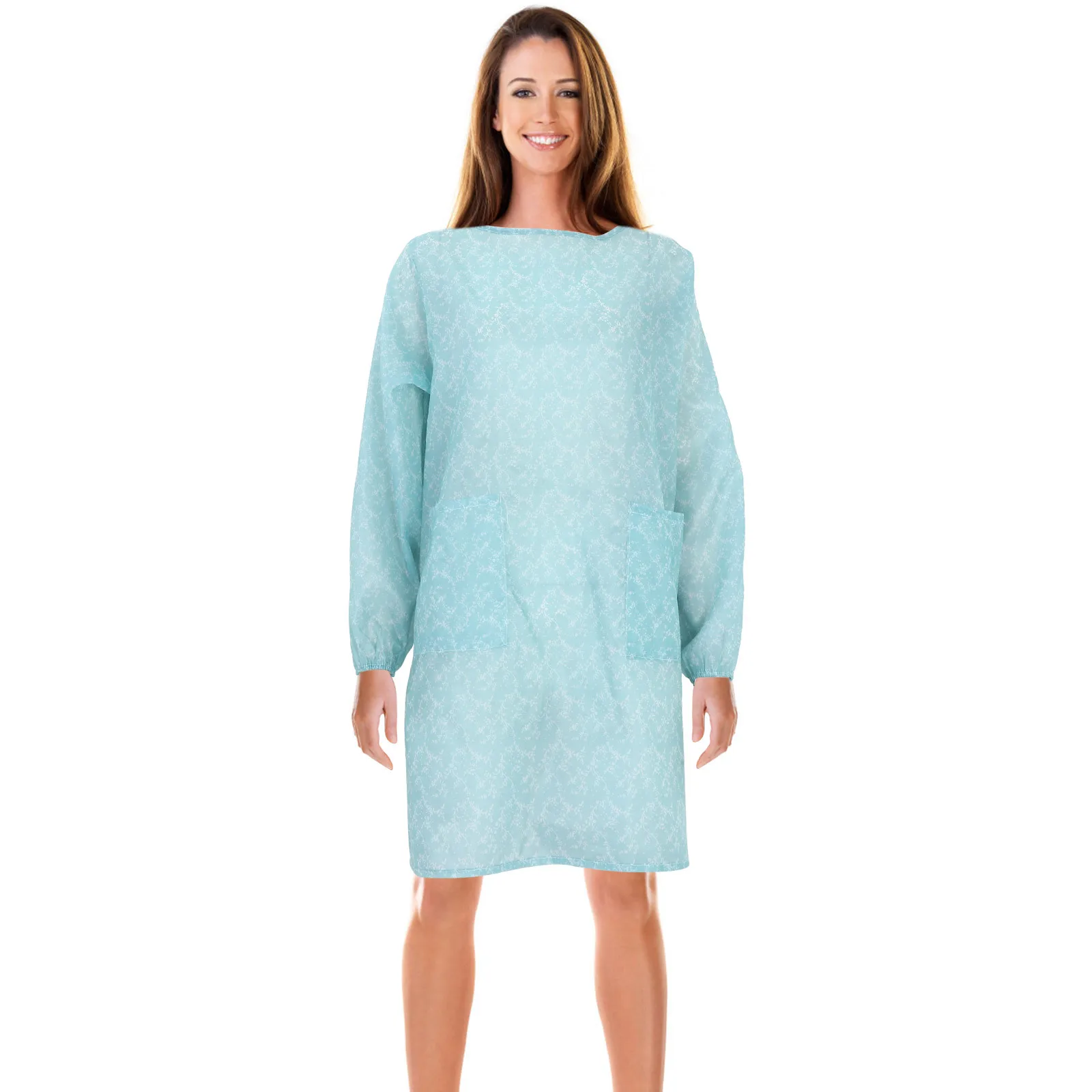 قطعة واحدة من مريلة مقاومة للماء بأكمام طويلة للواجبات المنزلية شديدة التحمل لتنظيف الطبخ ورشة عمل الحديقة وبار الفندق باللون الأزرق #4