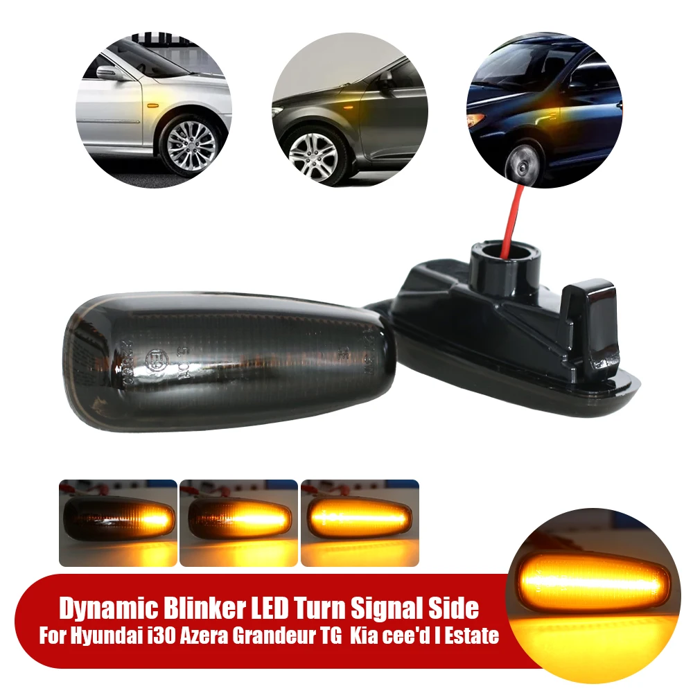 

Светодиодный динамический указатель поворота, боковой габаритный фонарь для Hyundai i30 I Estate Azera Grandeur TG Elantra Touring HD Kia cee'd I Hatchback