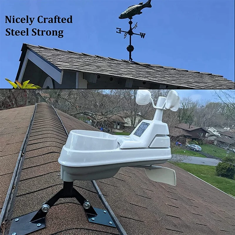 Wind Vane Bracket Garden Weathervanes Mount พร้อมฮาร์ดแวร์ปรับ Garden Wind Vane Roof Mount สําหรับ Backyard สีดํา