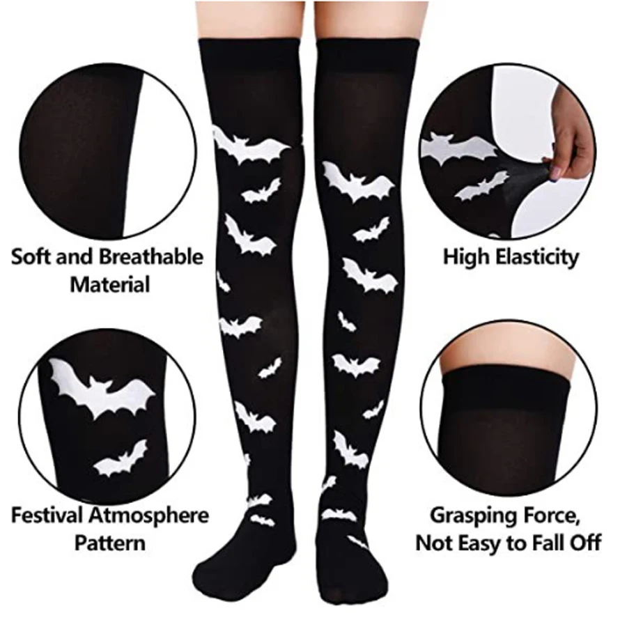 Halloween Party Bat Socks ragnatela sopra i calzini al ginocchio Ghost Festival Dead Party Dress Up dolcetto o scherzetto Happy Halloween Day