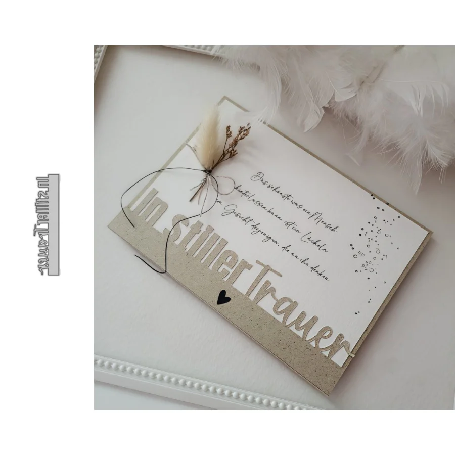 2026 Neue deutsche Phrase im Stiller Trauer Metall-Stanzformen für DIY Scrapbooking, Kartenherstellung, Schablonen, Prägung, Basteldekoration