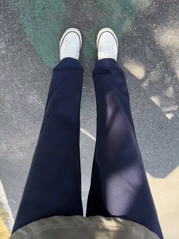 

Модные мужские спортивные брюки прямого кроя на флисовой подкладке, весна-осень, синие, повседневные, длинные, удобные, свободного кроя, со средней посадкой