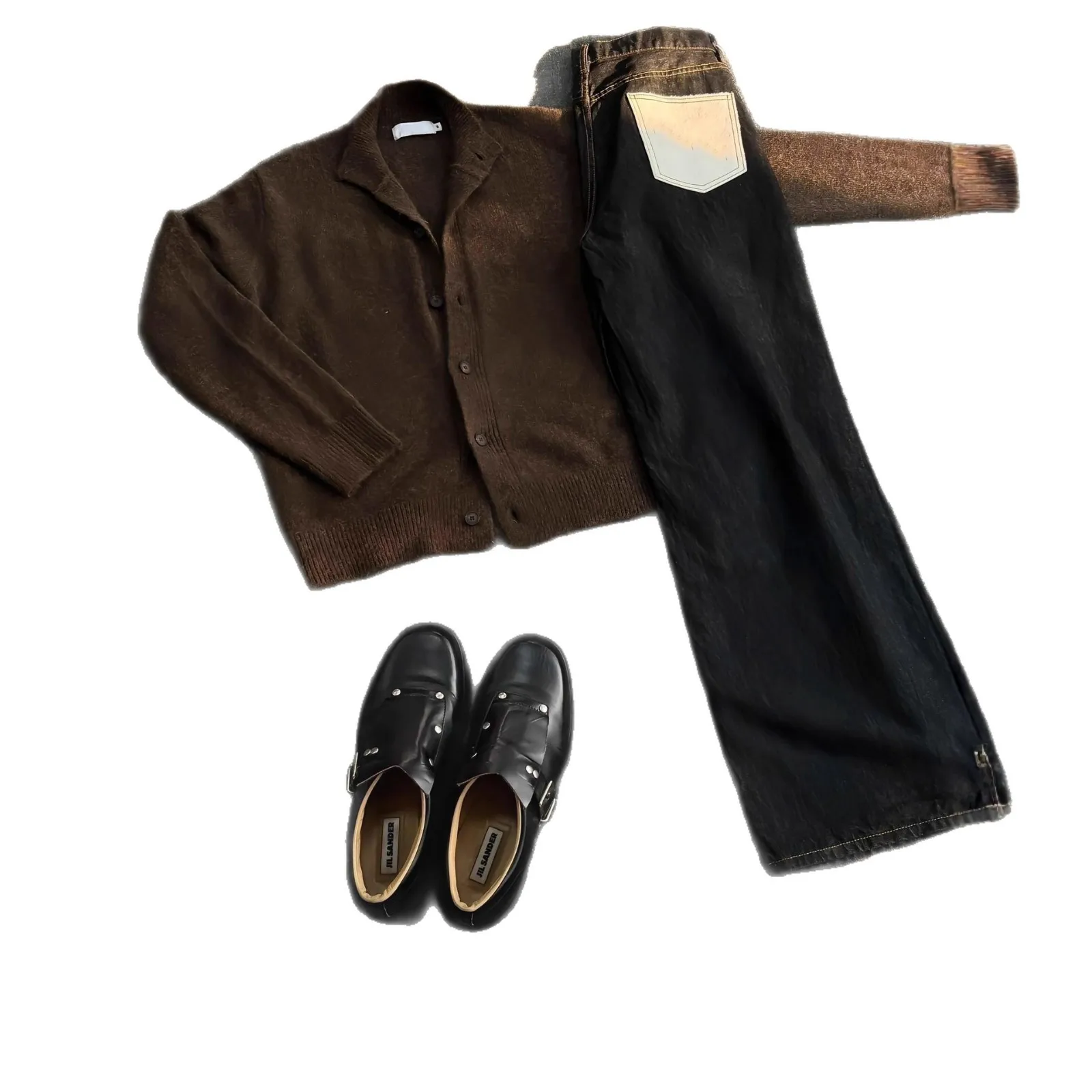 High-end Knitted Cardigan Men's Half Turtleneck 2026  New Style Lazy Style Men's Sweater Jacket Loose and Trendy