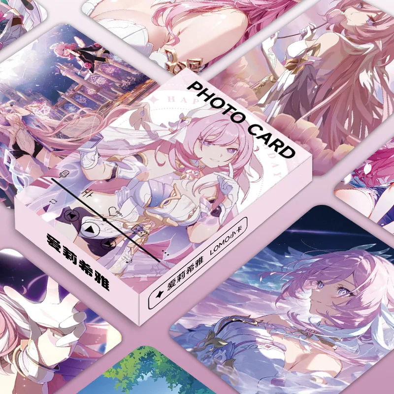 Honkai Impact 3rd Elysia 55Pcs LOMO Cards Glossy Rounded Corner Double Sided Laminated Photocard Anime Merch Gift Set