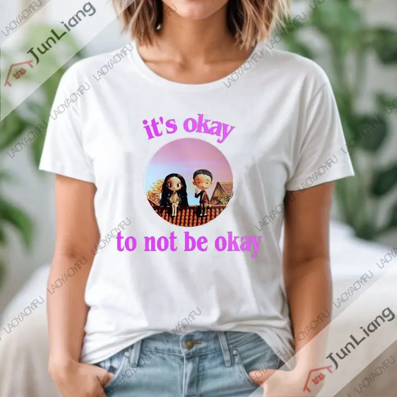 Het is oké om oncomfortabel te zijn # 2-Kdrama, Koreaans Drama Mannen en Vrouwen Zachte Mode T-shirt Mannen Y2K Harajuku Vintage Kleding