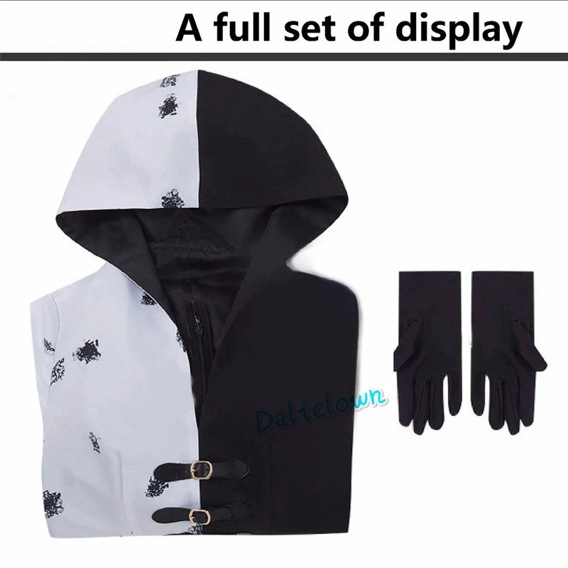 

CyMovie 101 Dalmatians Cruella De Vil Costume Women Cosplay Gown Black White Maid Dress Halloween Christmas Party Fancy Dress
