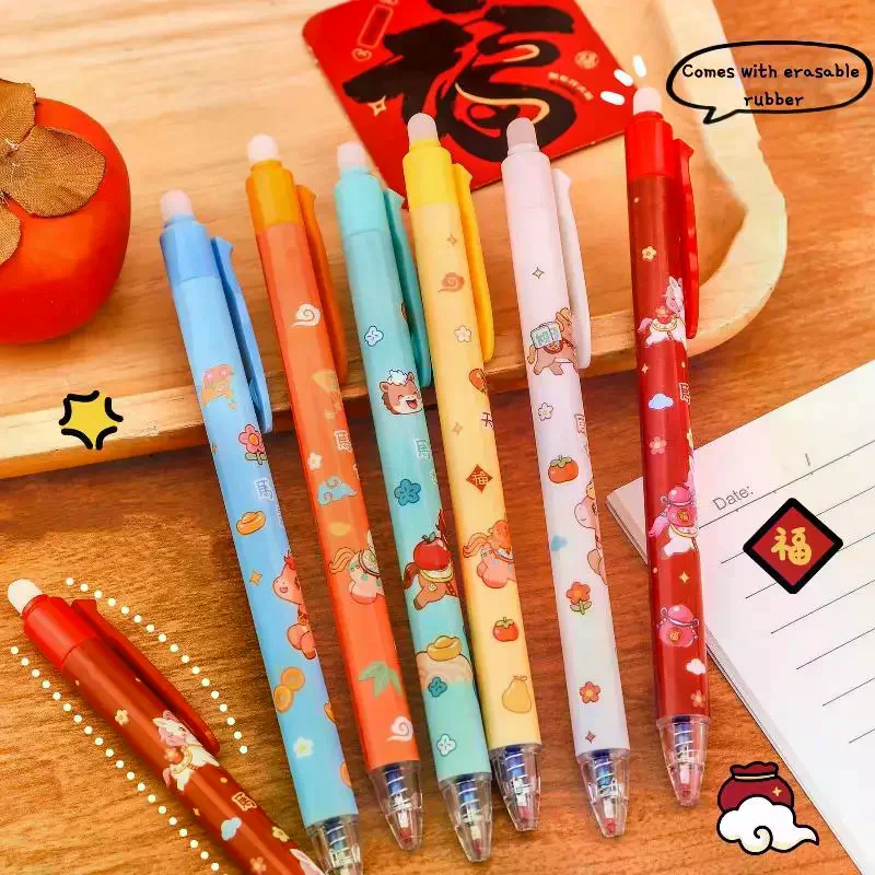 

3 шт., стираемая ручка с милым мультяшным новогодним пони, волшебная кисть, гелевая ручка, студенческие канцелярские принадлежности, новогодние канцелярские принадлежности, подарки