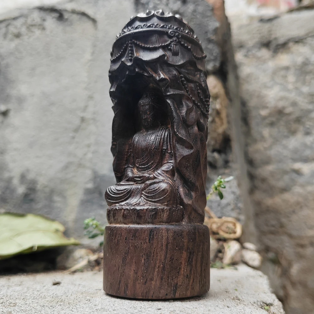 Hand-Carved Wooden Buddha Statue Ornament, Meditation Theme, Zen Style, Suitable for Creative Desktop Decorations, Party Decorations, Men's Gifts, Christmas Decorations, Fireplace, New Year Gifts, Study Room