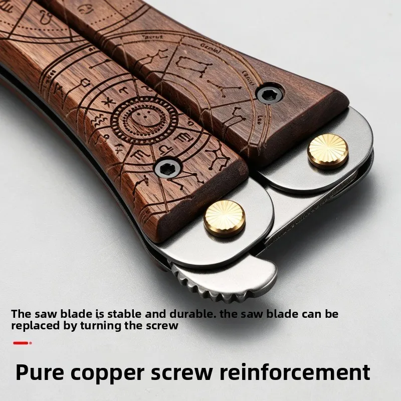 Woodworking handmade folding double-sided saw, small and portable for home use, walnut handle, natural and comfortable grip