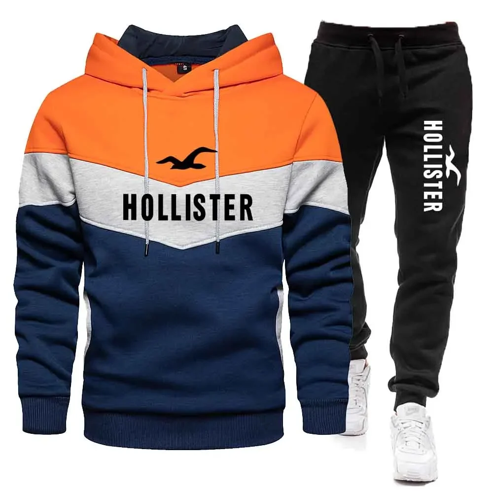 Autumn and winter new digital printed men's long-sleeved hoodie + loose casual pants fitness suit 2 pieces of clothing