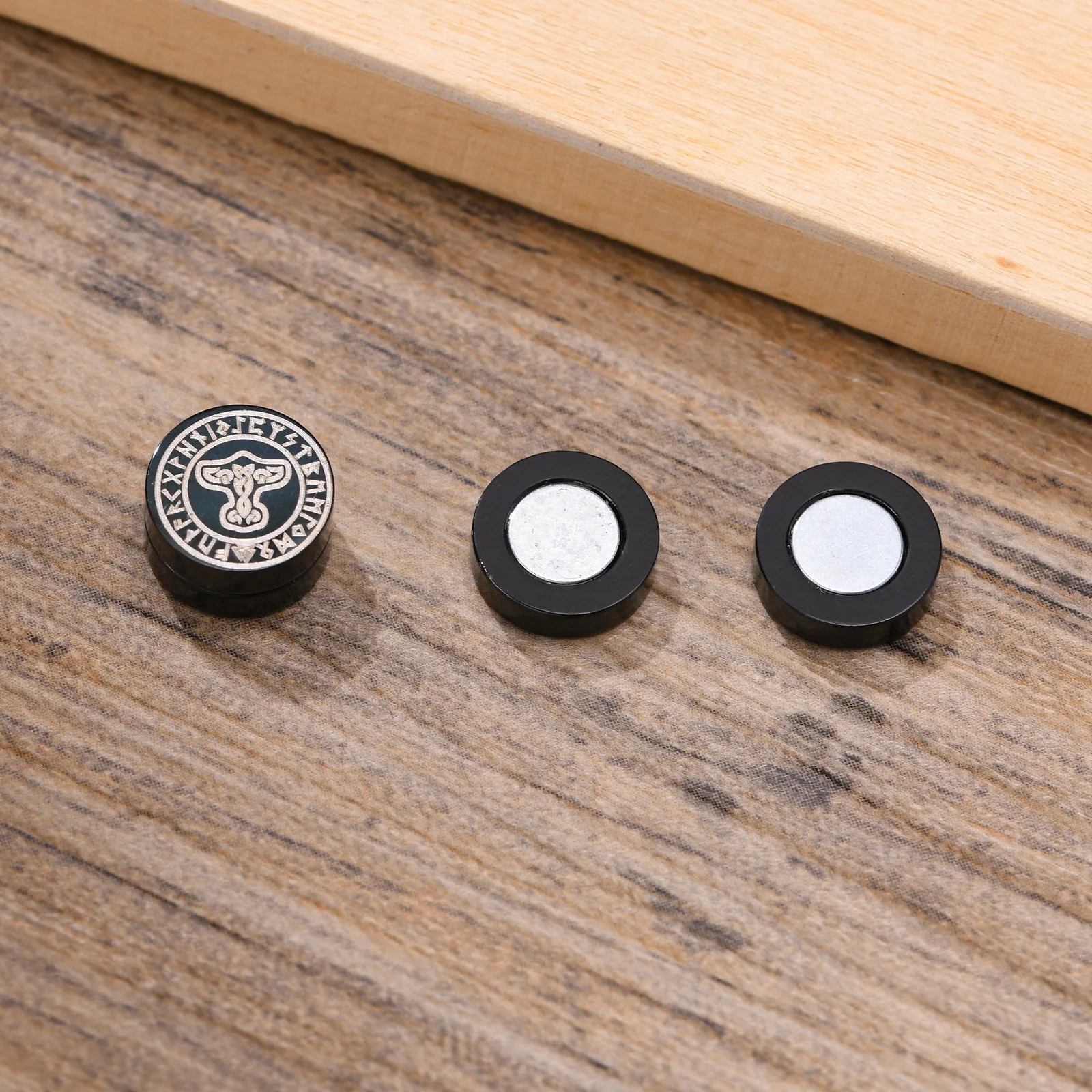 Gothic Punk Nordic Viking Men Women Strong Magnet Magnetic Earrings Stainless Steel Non Piercing Ear Studs for Boyfriend