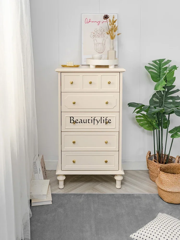 

ld25 French living room wall porch cabinet minimalist cream drawer decorative cabinet