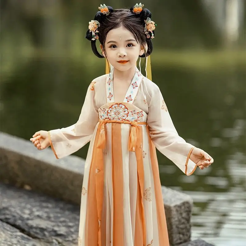 Hanfu children's dress for girls, spring and autumn style, Chinese-style children's ancient costume, super fairy Tang suit, autu