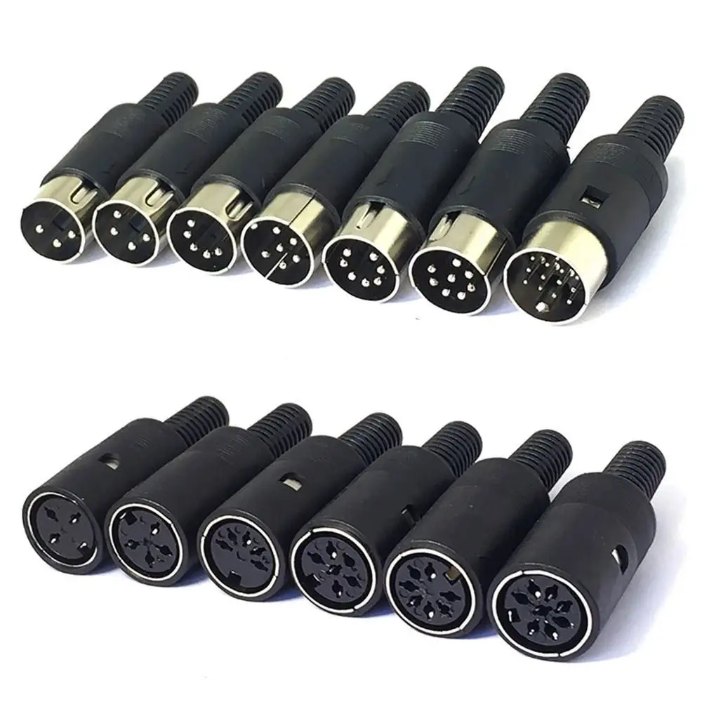 3pin 4pin 5pin 6pin 7pin 8 Pin DIN Male Female Plug Chassis Cable Mount With Plastic Handle Audio AV Connector Adapter