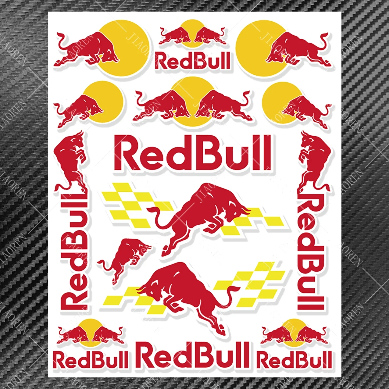 1 Set Red Bull Stickers Logo Motorcycle Helmet Tank Decal