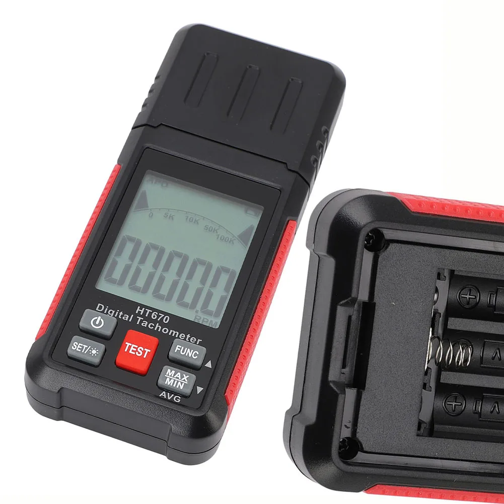 Portable Digital Tachometer Testing Equipment Handheld RPM Meter Black 10-99999 RPM Range 0.1 1 Rpm Resolution 0.05 1 Accuracy