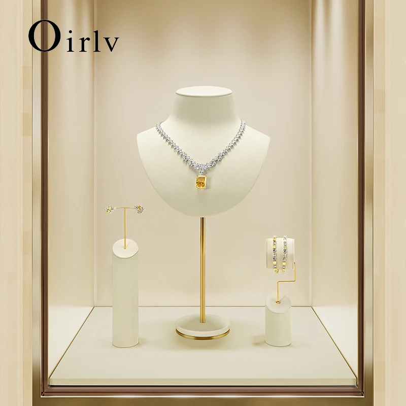 Oirlv Mannequin Bust Necklace Display Stand Portrait Model Neck Pendant Jewelry Display Prop Window Necklace Rack Showcase Props
