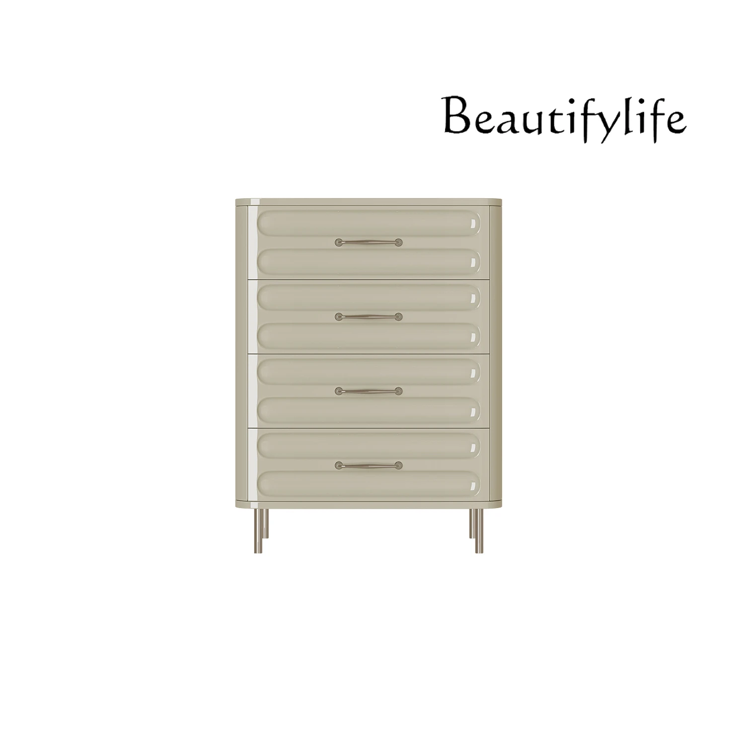 French Cream Style Striped Four-Bucket Cabinet Bedroom Storage Cabinet Home Entrance Cabinet Modern Minimalist Locker