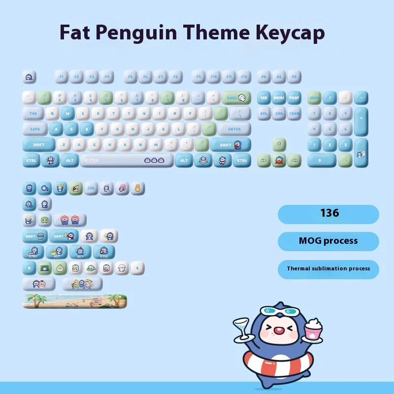 AKKO POCO Family Mechanical Keycaps MOG Profile 138keys For 108/104/98/96/87/84/75 PBT Thermal Sublimation Keyboard Pc Accessory
