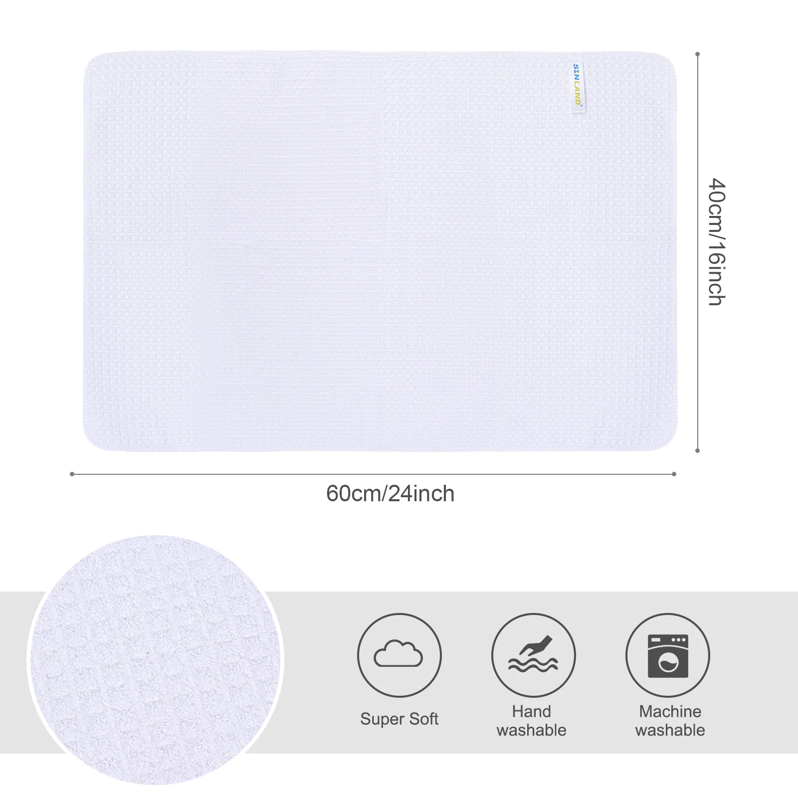 SINLAND Home Microfiber Waffle Weave Dishcloth Dish Drying Towel Kitchen Wash Cloth Ultra Absorbent 40cmX60cm 10 Pack