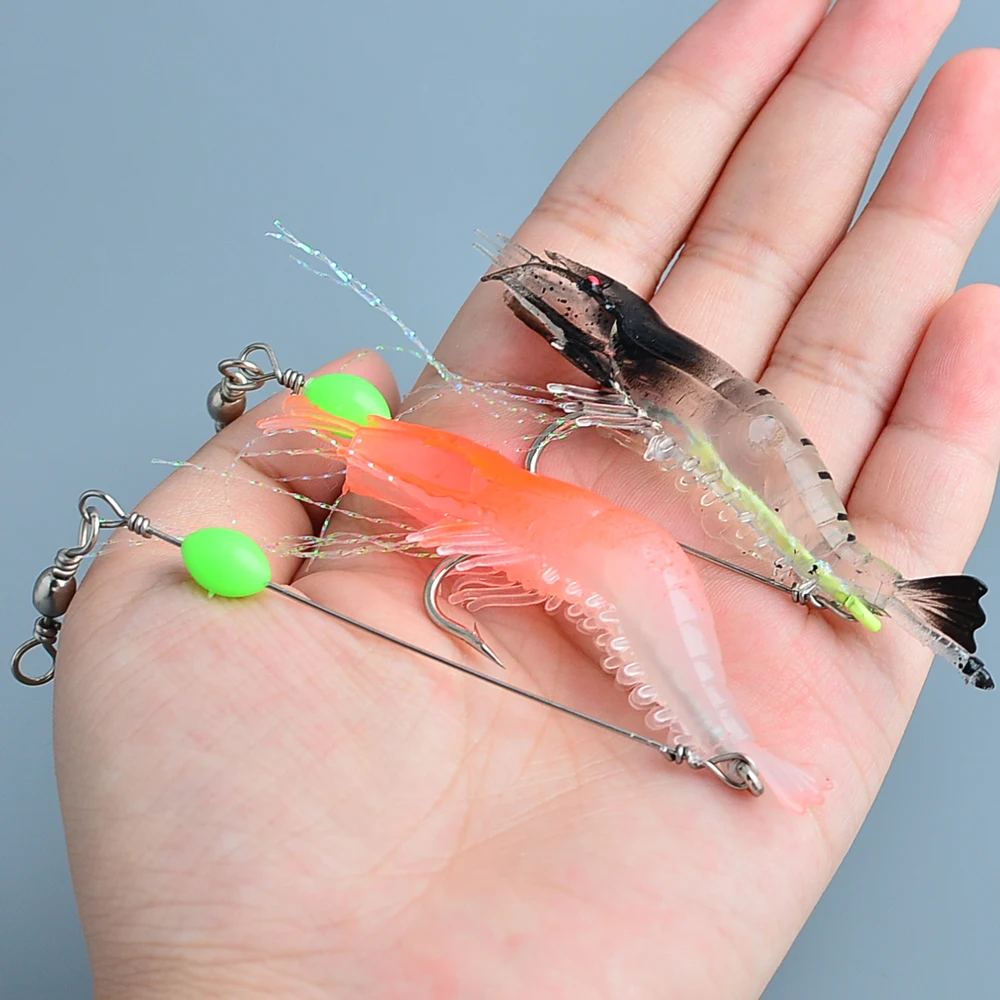 7 Stück/Set Weiche Silikon-Simulationsköder Garnelen-Köder Künstliche Forellenköder mit Fischgeruch Einzelhaken Bass-Tackle Jig – Detail 4