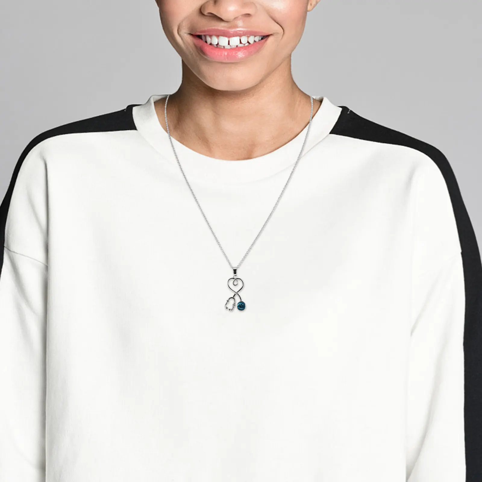Stethoscope Pendant Necklace for Women – Alloy Clavicle Chain with Zircon, Medical Theme Fashion Jewelry