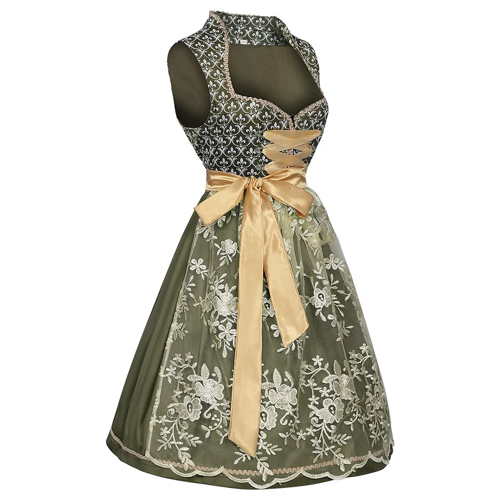 Summer Wear Fantasy Theme Dress with Printed Pattern European Fantasy Elegant Stage Performance Costume for Women and Men