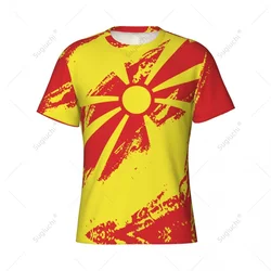 Custom Name Nunber North Macedonia Flag Color Men Tight Sports T-shirt Women Tees jersey For Soccer Football Fans