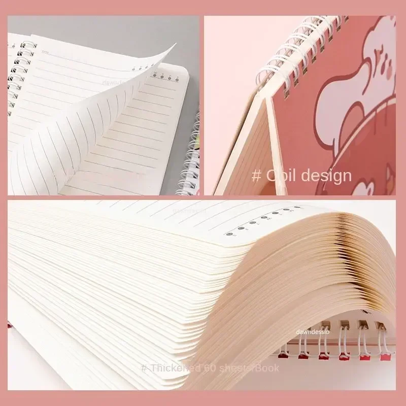 A5 1Pcs Binder Spiral Coil Book Cute Cartoon 60Sheet Thicken Notepad Notebook Student Learning Korean Stationery School Supplies