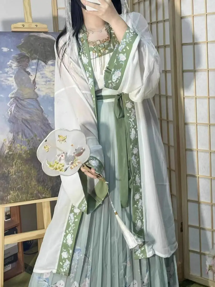 

Новая весенне-летняя женская длинная юбка с принтом в стиле «Сон Дина», волшебное платье-ханьфу для повседневной носки, национальный стиль, одежда «Дух плавучести»