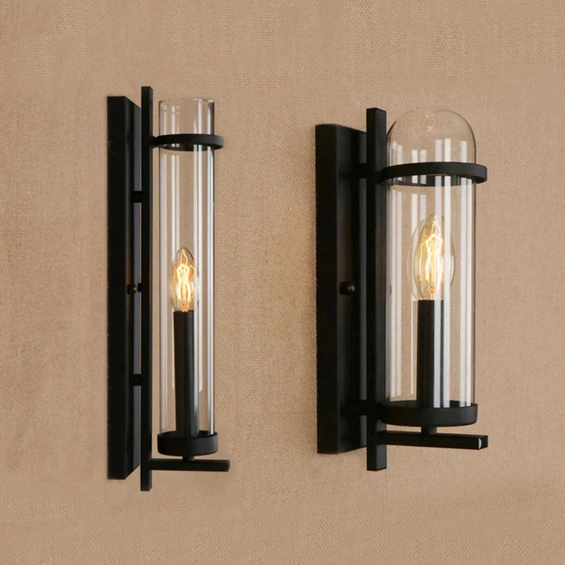 

American Retro Glass Nostalgia Rural Idyll Warm Wall Light Corridor Restaurant Cafe Sitting Room Industrial Wind Style Wall Lamp