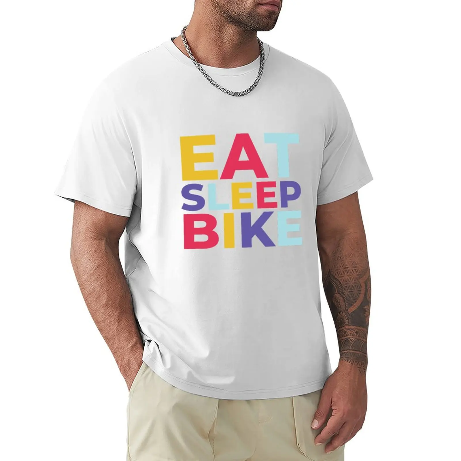 

Eat sleep bike T-shirt oversizeds hippie clothes summer tops customs design your own big and tall t shirts for men