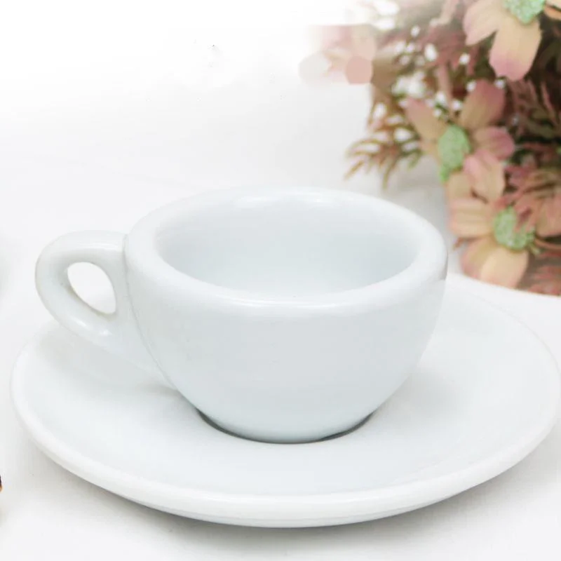 Nuova bocca rotonda addensata Espresso bianco caffè italiano concentrato tazza piattino 50ml tazza da caffè in ceramica isolata spessa porcellana