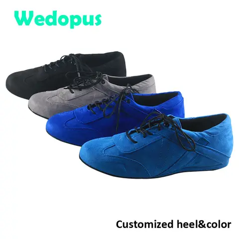 Wedopus 사용자 정의 28 색상 살사 남자 소년 댄스 신발 하늘색 남자 신발 춤 부드러운 단독 신발 남자 댄스