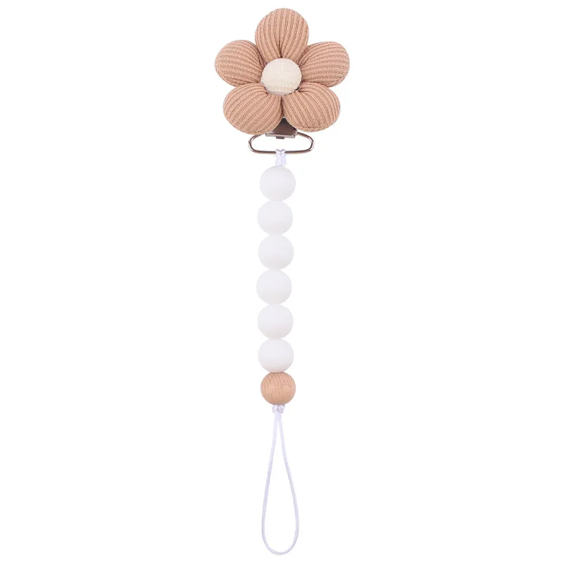 Babyaccessoires Pasgeboren producten Keten Fopspeenclip Jute Bloem Anti Drop Chain Fopspeen Bijtring Clip Siliconen Kinderen Cadeau